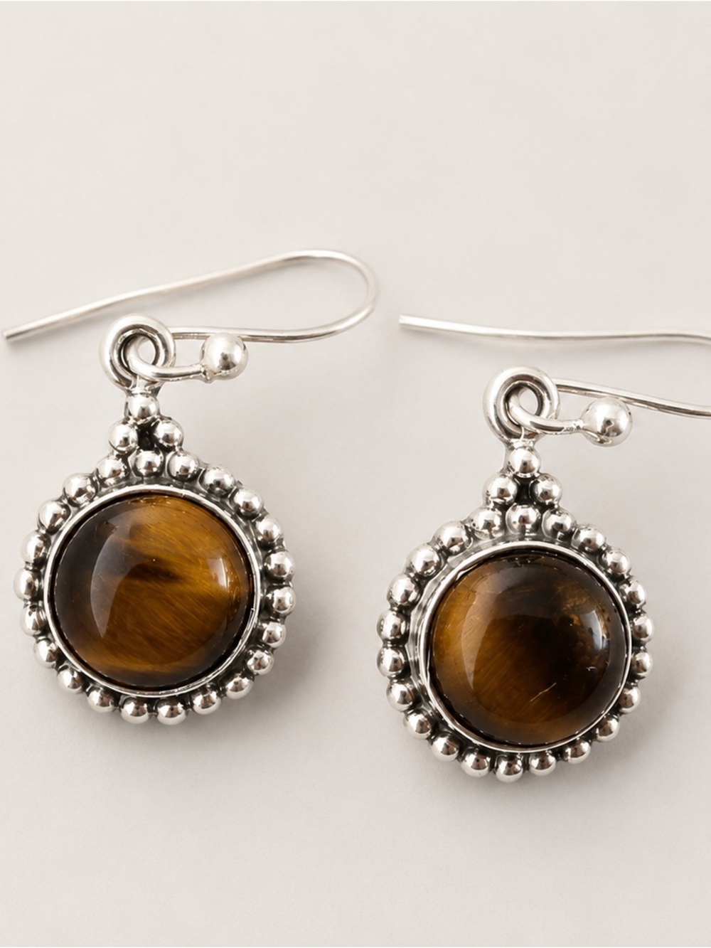 Sterling Silver Tiger's Eye Drop Earrings